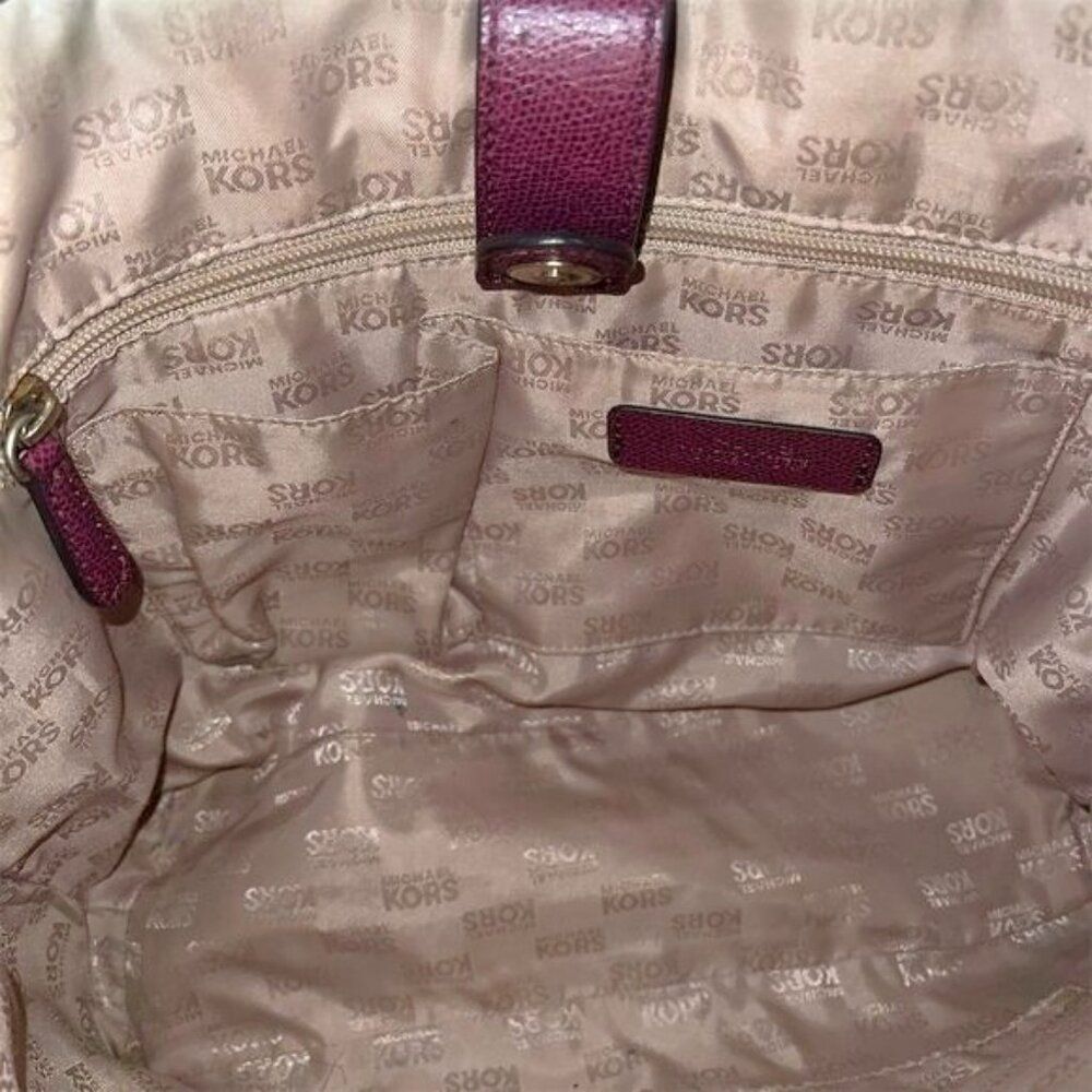 Michael Kors Jet Set Travel  Tote Burgundy  Leather Bag - Picture 11 of 14